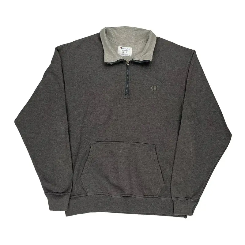 Champion 1/4 Zip - Large Grey Cotton Blend