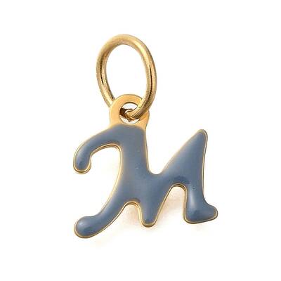 Ion Plating(IP) 304 Stainless Steel Enamel Alphabet Charms
