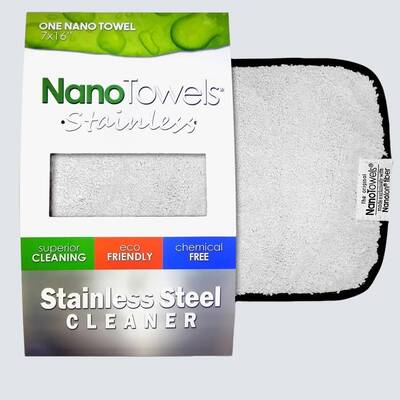 Nano Towels Stainless Steel Cleaner Chemical Free Stainless Steel Cleaning Reusable Wipe, Kid Pet Safe 7x16 (1 pc) Anti-