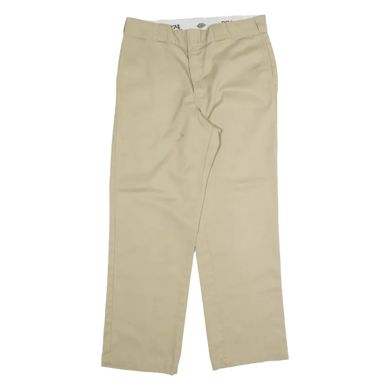 DICKIES 874 Workwear Mens Trousers Beige Regular Straight W34 L30