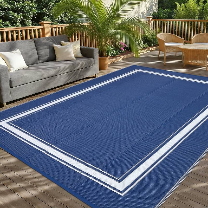Garvee Reversible Outdoor Rug – Waterproof, UV & Weather Resistant Patio Carpet – Easy Clean, Non-Slip Woven Mat for Gard...