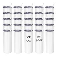FASTSUB 25 20 oz Sublimation Tumblers Wholesale, Stainless Steel Insulated Sublimation Blank Cups with Lids and Straw for Tum...
