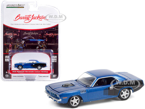 1970 Plymouth Barracuda Custom Hardtop Blue Metallic and Black with Modern HEMI Lettering (Lot 720) Barrett Jackson \