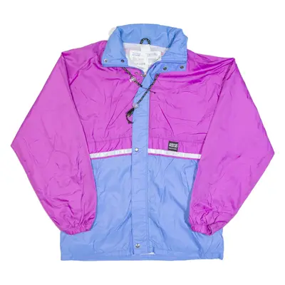 AQUAGUARD Womens Rain Jacket Purple 90s Hooded Colourblock M