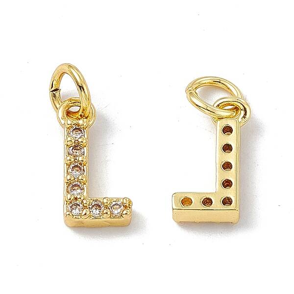 Real 18K Gold Plated Brass Micro Pave Clear Cubic Zirconia Charms