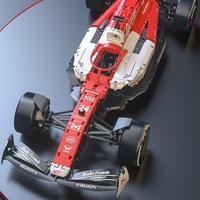 【Festival gift recommendations 】1:8 red and white building block racing car