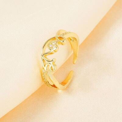 Brass Micro Pave Clear Cubic Zirconia Cuff Rings for Women