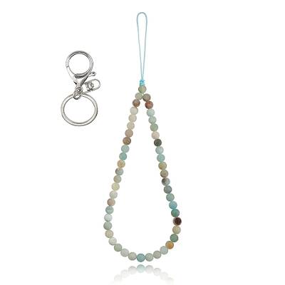 Natural Amazonite and Iron Alloy Lobster Claw Clasp Keychain