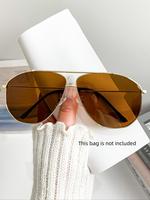 Vintage Fashionable All-match Brown Tinted Lens Aviator Glasses for Everyday Use, 1 Pair Retro Outdoor Sports Glasses, Fash...