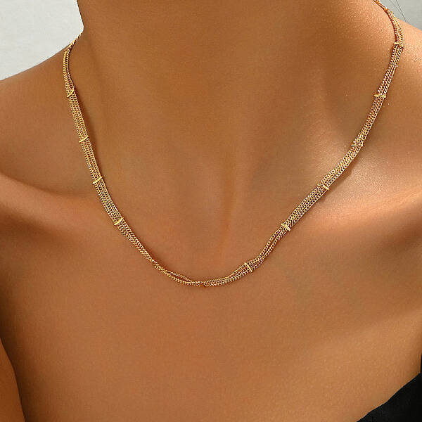 Vintage Brass Curb Chains Multi-strand Necklaces for Women