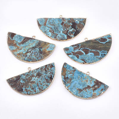 Electroplate Natural Ocean Jasper Big Pendants