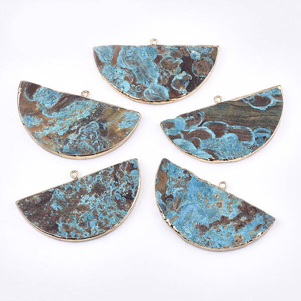 Electroplate Natural Ocean Jasper Big Pendants