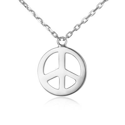 925 Sterling Silver Peace Sign Pendant Necklaces