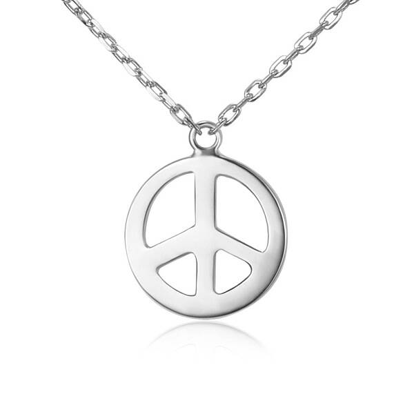 925 Sterling Silver Peace Sign Pendant Necklaces