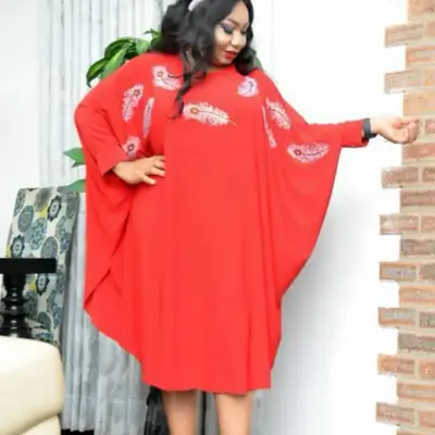 Turkey Free Sized Stretchy Dress - Red 2 Piece Set for Women - Comfortable Outfit with Crewneck and Long Sleeves