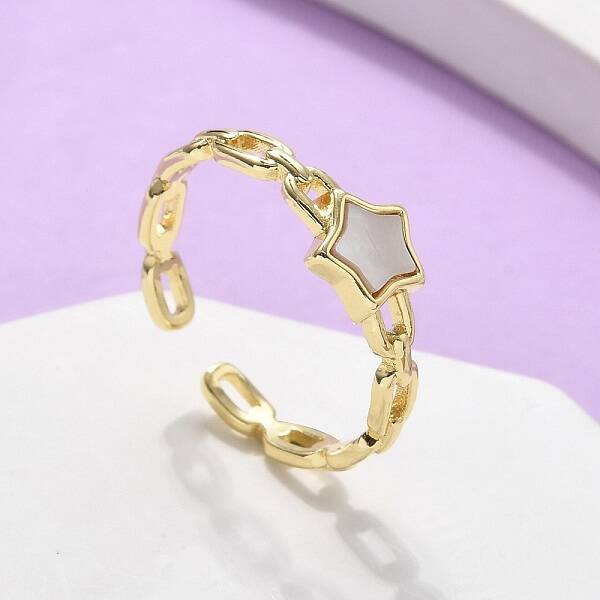Brass Shell Cuff Rings for Women