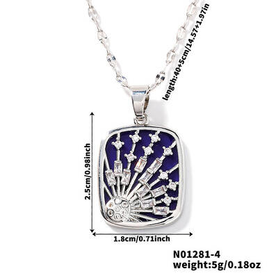 Minimalist Brass Enamel Star Pendant Dapped Chain Necklaces for Women