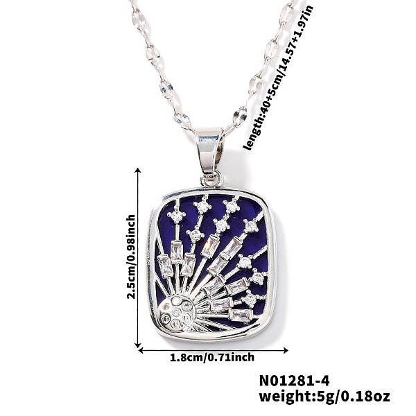 Minimalist Brass Enamel Star Pendant Dapped Chain Necklaces for Women