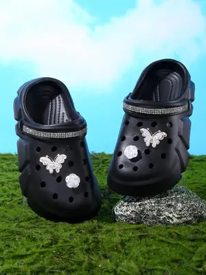 Fashionable Rhinestone Decorated Clogs for Girls, Casual Comfortable Breathable Non-slip Clogs, Lightweight Clogs for Indoor ...