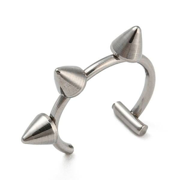 Non-Tarnish 304 Stainless Steel Cone Beaded Cuff Earrings