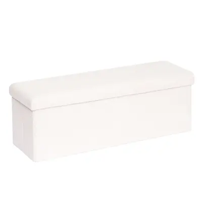 B FSOBEIIALEO 43 Inch Foldable Storage Ottoman, Living Room Resting Footstool, White Teddy Footstool, Modern Large Capacity H...