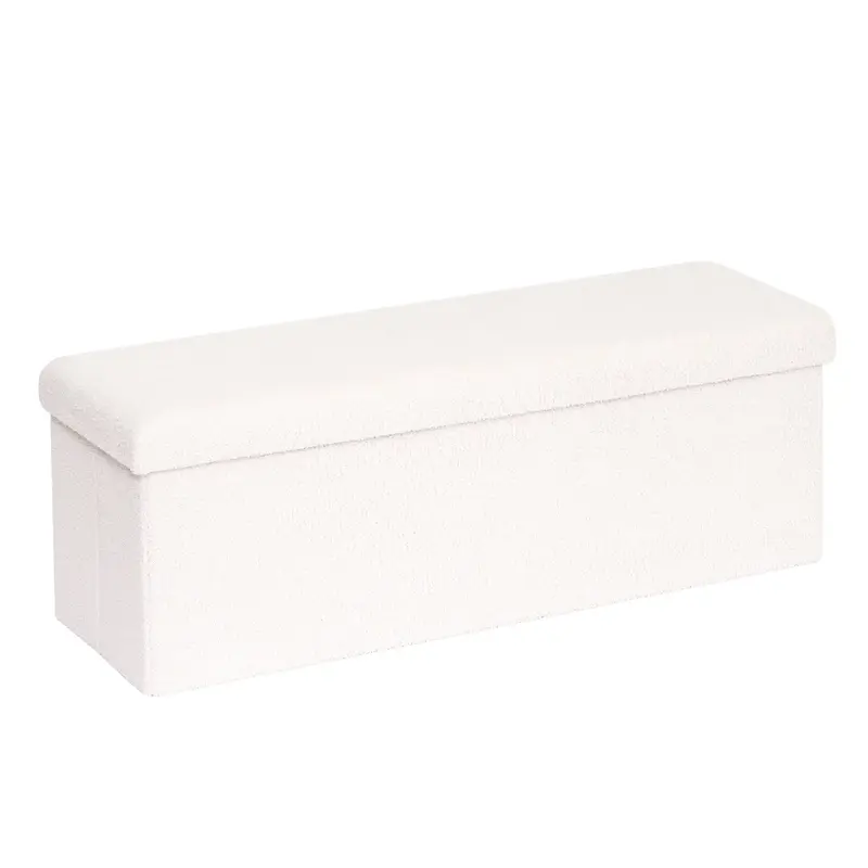 B FSOBEIIALEO 43 Inch Foldable Storage Ottoman, Living Room Resting Footstool, White Teddy Footstool, Modern Large Capacity H...