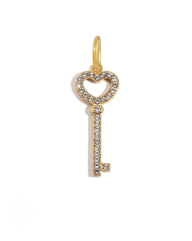 CZ Key Charm | Metal Color: Gold