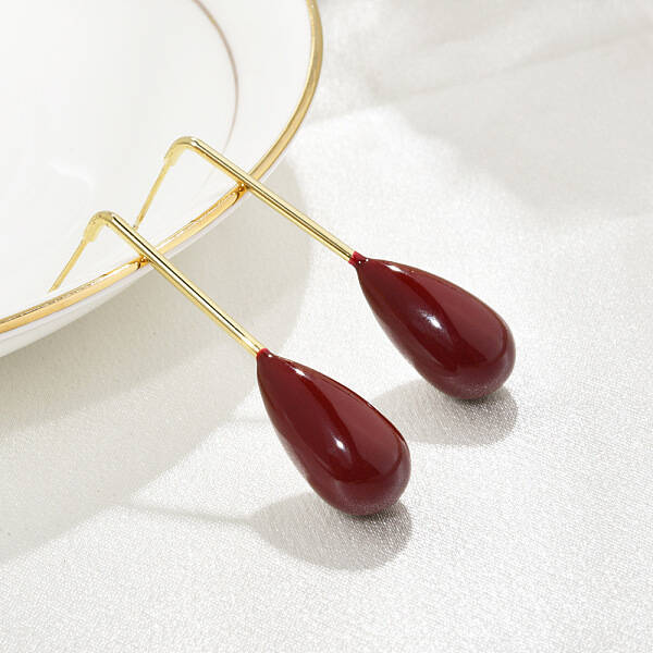 Brass Teardrop Dangle Stud Earrings