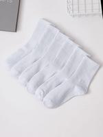 Women's 6 Pairs Solid Crew Socks, Casual Moisture Wicking Socks, Soft Comfy Breathable Socks for All Seasons Daily Wear, Soc...