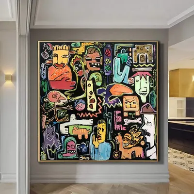 Abstract Colorful Painting Canvas Graffiti Art Contemporary Street Art Urban Painting Wall Hanging Decor Modern Fine Art | MO...