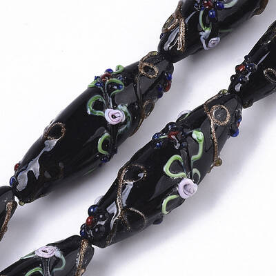 Handmade Gold Sand Lampwork Beads Strands