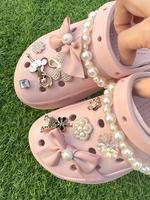 Cute Bowknot & Flower Design Faux Pearl Decor Clogs Charms, 12pcs/set Tower & Crown Design Shoes Charms, Shoes Accessories fo...
