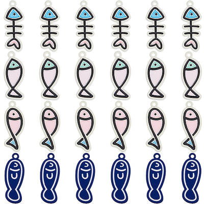 24Pcs 4 Colors Alloy Enamel Pendants