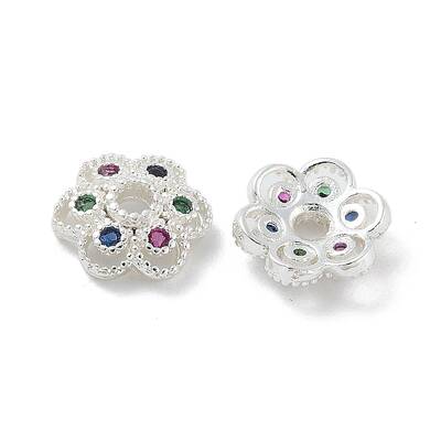 Brass Micro Pave Cubic Zirconia Bead Caps