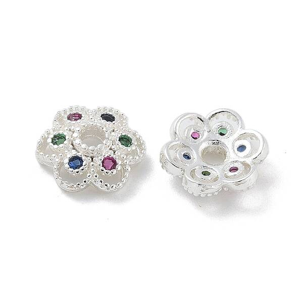 Brass Micro Pave Cubic Zirconia Bead Caps