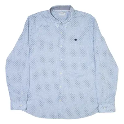 TIMBERLAND Slim Fit Mens Shirt Blue Spotted Long Sleeve 2XL