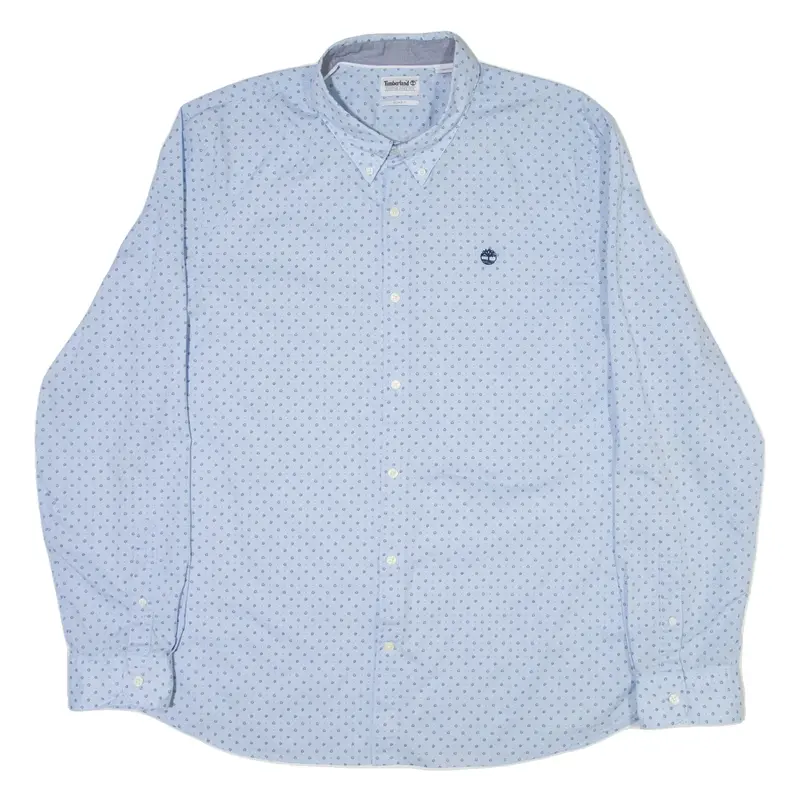 TIMBERLAND Slim Fit Mens Shirt Blue Spotted Long Sleeve 2XL