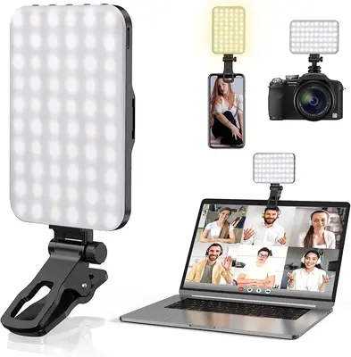 ANAUTIN Selfie Light 60 LED 2200mAh Rechargeable Cell Phone Fill Light 7 Modes, 10-Level Brightness, Portable Clip on Light f...