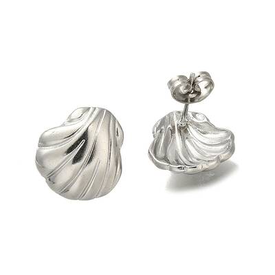 304 Stainless Steel Sheel Shape Stud Earrings for Women