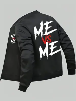 Men's Letter Print Pocket Zip Up Jacket, Regular Fit Casual Long Sleeve Mock Neck Outerwear for Spring & Fall, Men's Clothes ...