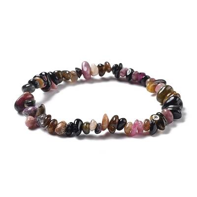 Chips Natural Tourmaline Beaded Stretch Bracelets