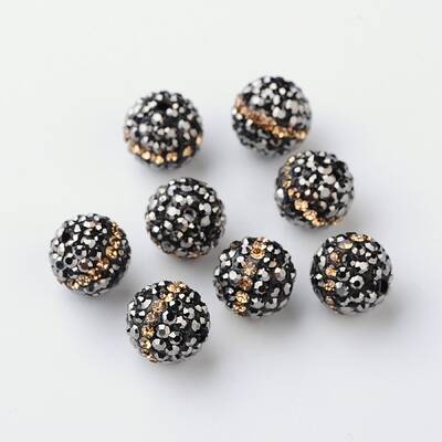 Round Grade A Rhinestone Clay Pave Beads