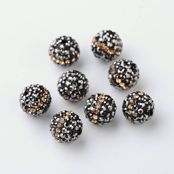 Round Grade A Rhinestone Clay Pave Beads