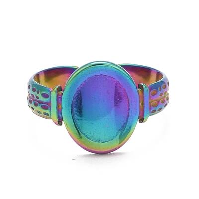 Rainbow Color Ion Plating(IP) 304 Stainless Steel Open Cuff Rings