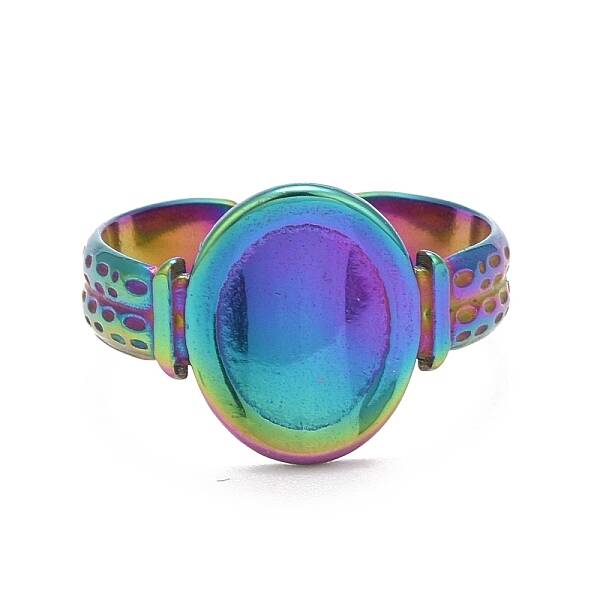 Rainbow Color Ion Plating(IP) 304 Stainless Steel Open Cuff Rings