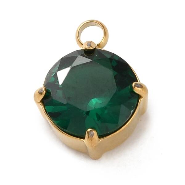 304 Stainless Steel Micro Pave Cubic Zirconia Pendants