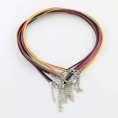 2mm Faux Suede Cord Necklace Making with Iron Chains & Lobster Claw Clasps