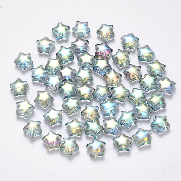 Transparent Spray Painted Glass Beads