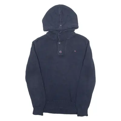 TOMMY HILFIGER Hooded Boys Jumper Blue Tight Knit 12Y