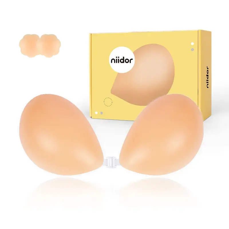 Niidor Adhesive Bra Strapless Sticky Invisible Silicone Bra for Backless Dress with breath Covers, Comfort Gift for her, girl...